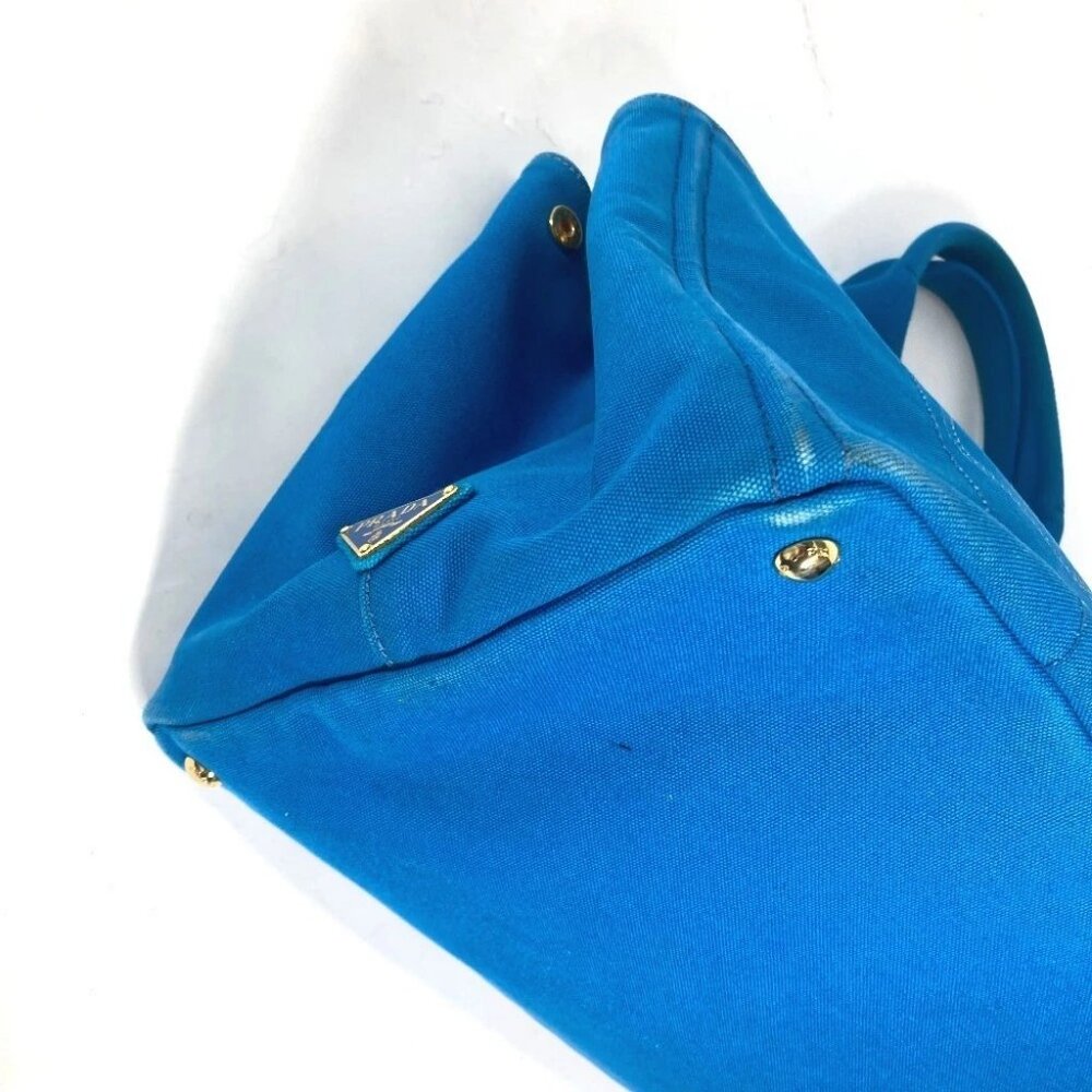 PRADA Canapa logo Bag Shoulder Bag Tote Bag Canvas blue/White - Picture 7 of 16